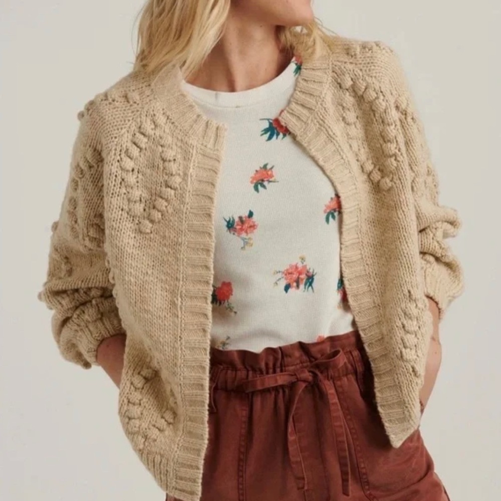 The Coziest!!  Lucky Brand Cartigan Bobble Diamond Oatmeal Cardigan size S/P